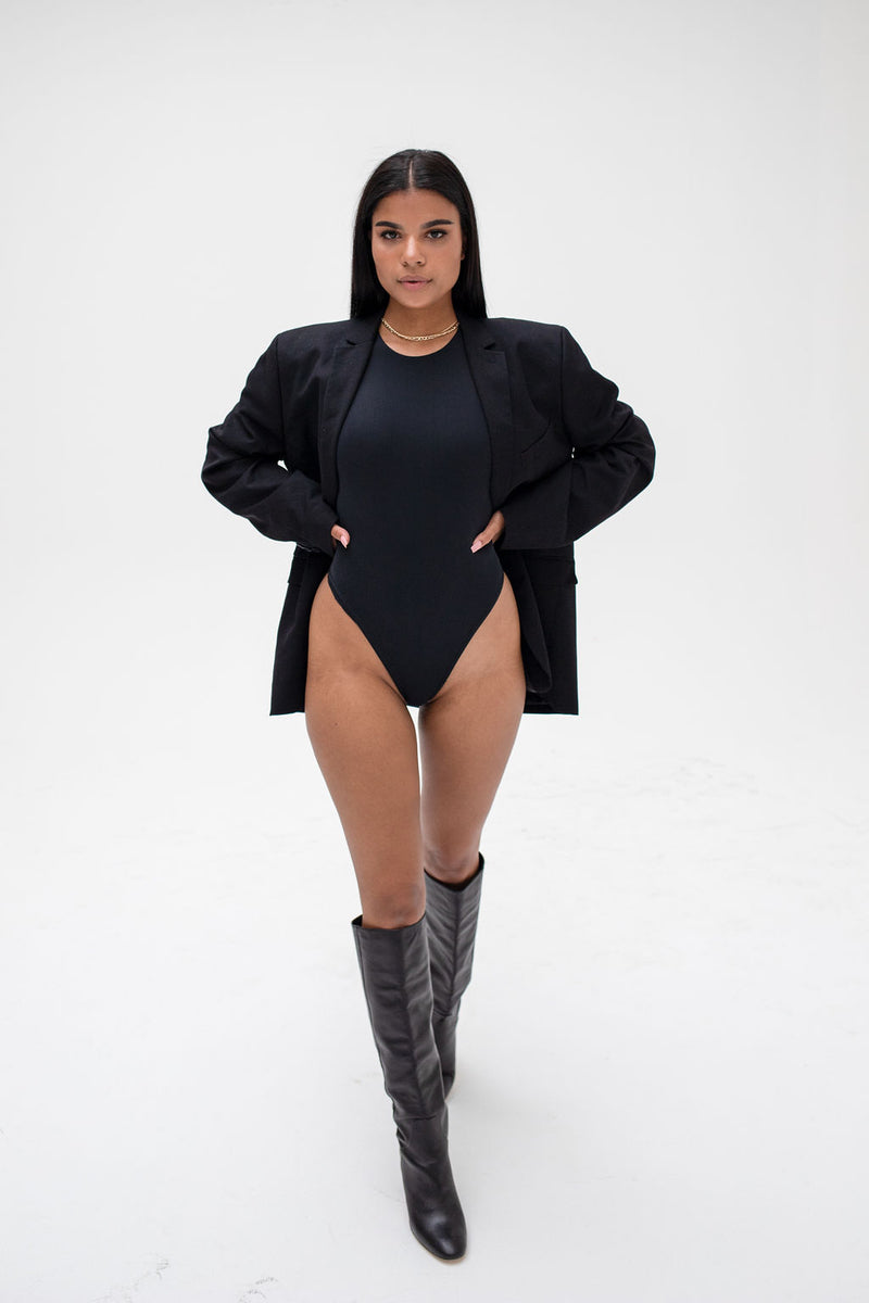 JET BLACK SOFT STRETCH BODYSUIT